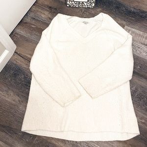 American Eagle Dream Spun Cream Colored V-Neck Sweater
